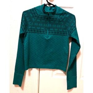 DSG Momentum Seamless 1/4 Zip Ribbed Sweater Womens M Melted Emerald Fair Isle‎